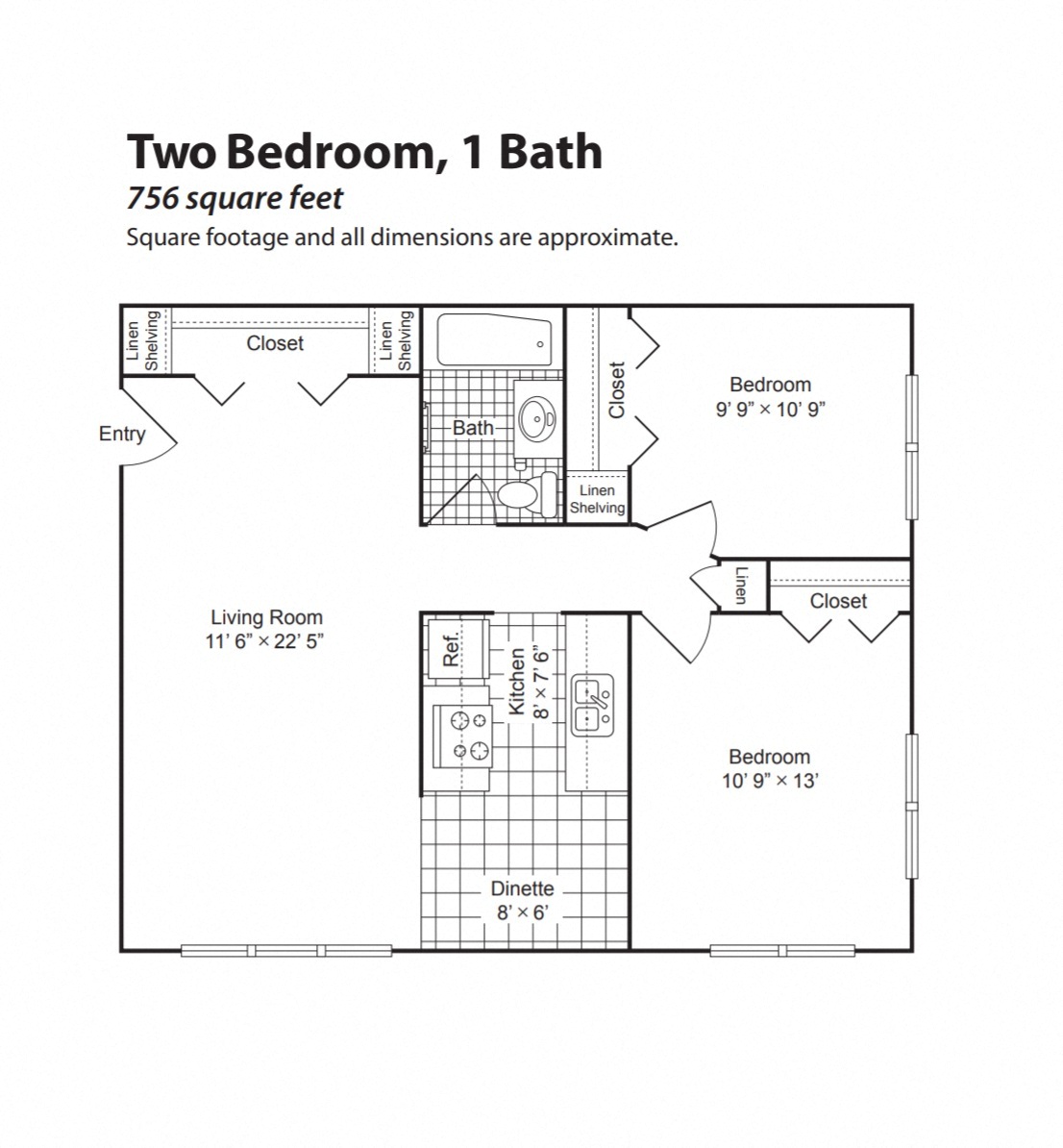 Floor plan layout diagram for Renovated 2 Bedroom (ground nac)